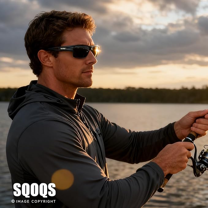 Polarized Sports Sunglasses for Men UV400 Protection, Lightweight Wrap Around Sun Glasses for Fishing Cycling Running
