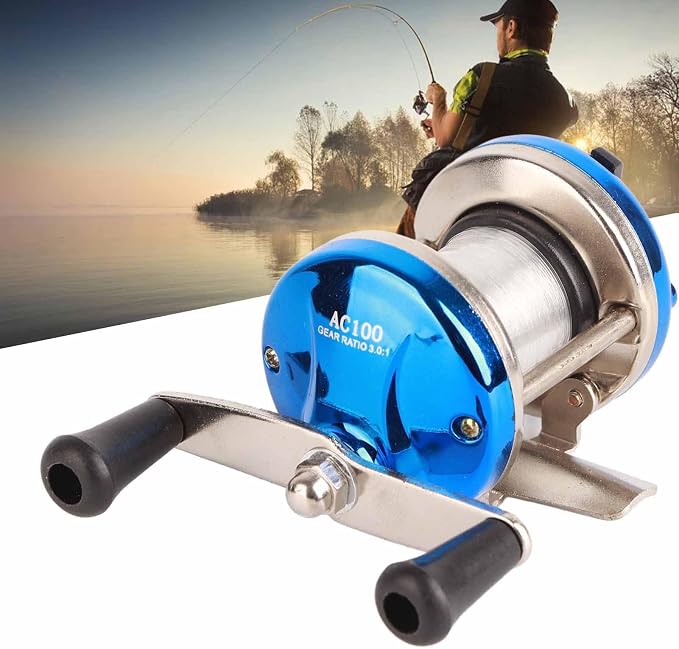 Fishing Reel, RoundBaitcasting Reel Conventional Fihsing Wheel with Line Lure Reel for Catfish, Salmon/Steelhead, Striper Bass and Inshore Saltwater Fishing(Blue)