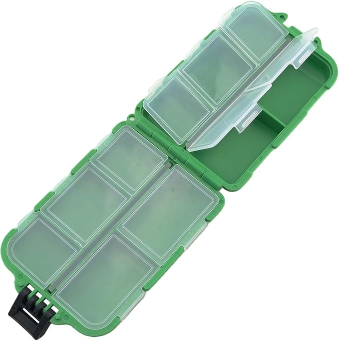 2PCS Lure Accessories Fishing Storage Boxes Fishing Tackle Storage Case Dark Green 10x6.5x3cm Polypropylene Mini Tackle Boxes For Holding Worms Lures Beads and Weights