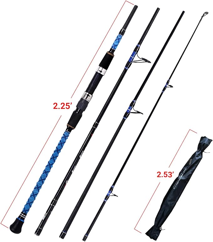 Fiblink Surf Spinning Fishing Rod Carbon Travel Surf Rod 2 Piece/3 Piece/4 Piece Spinning Fishing Rod 9'/10'/11'/12'/15'