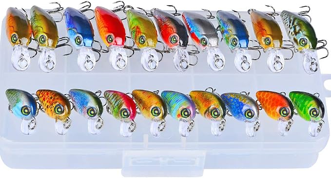 Mini Crankbait Fishing Lures Kits Swimbait Wobbler Hard Baits for Bass Trout Pike Freshwater and Saltwater 10pc-20pc/pack