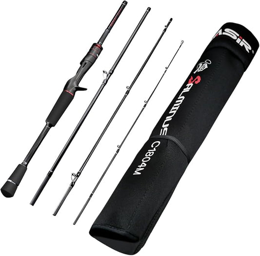 SEASIR Salminus Travel Fishing Rod, 4 Piece Spinning Rod Medium/Medium Heavy Biatcaster Rod, XF Baitcasting Rod, Portable, 40T Carbon Fiber, Fuji O, EVA Grip, Saltwater Freshwater Bass Trout Big Fish