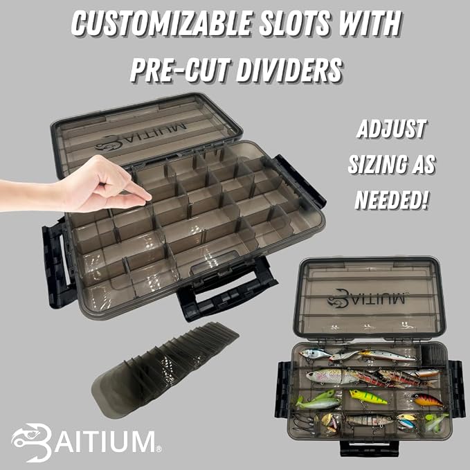 Baitium XTRAseal Waterproof Fishing Tackle Box Organizer, Tackle Boxes With Dividers, Tacklebox for Fishing, 3600 3700 Tackle Tray, Fishing Gear