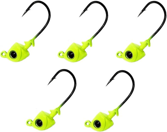 Reaction Tackle Tungsten Swimbait Jig Heads - 3D Realistic Eyes Attract Bass and More- Swim Bait Jig Head Fishing Hooks for use with Freshwater or Saltwater Fishing Lures (5-Pack)