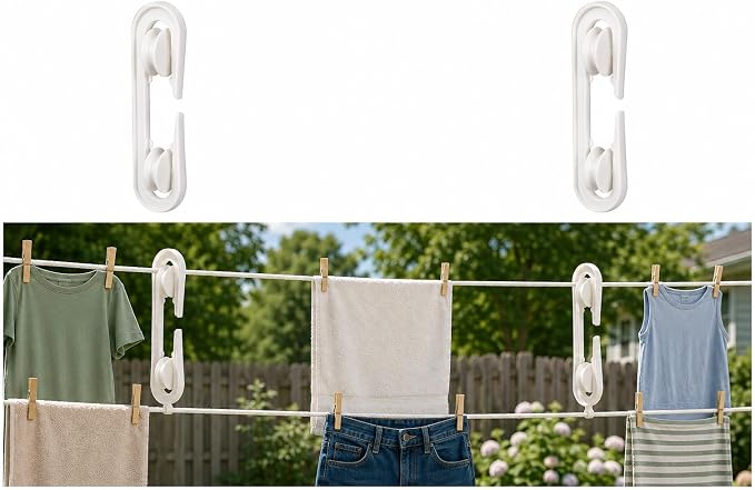 Dependable Industries 2 Pack High Grade Plastic Clothesline Spreader Weatherproof Rustproof Keeps Rope Taut and Untangled White
