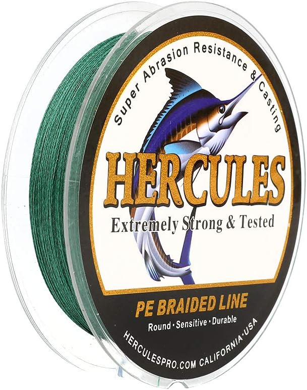 HERCULES Cost-Effective Super Strong 4 Strands Braided Fishing Line 6LB to 100LB Test for Salt-Water, 109/328 / 547/1094 Yards (100M / 300M / 500M / 1000M), Diam# 0.08MM - 0.55MM, Hi-Grade