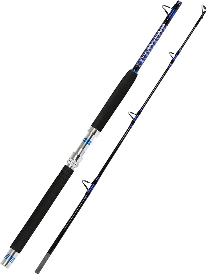 Fiblink 1-Piece/ 2-Piece Saltwater Offshore Trolling Rod Big Game Rod Conventional Boat Fishing Pole