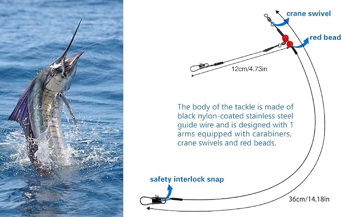 YOTO Fishing Leaders,Stainless Steel Tackle Rig with Tackle Lure Swivels Snaps, Saltwater rig Wire Leader Fishing Leader Wire Bottom rigs for Saltwater