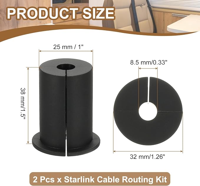 PATIKIL Wall Grommets for Cables 1", 2 Pcs Cable Routing Kit Silicone Hole Grommet Feed Through Bushing for Ethernet Accessories with 0.33" (8.5mm) Hole, Black