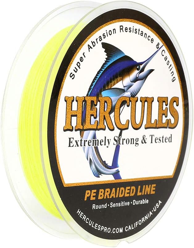 HERCULES Cost-Effective Super Strong 4 Strands Braided Fishing Line 6LB to 100LB Test for Salt-Water, 109/328 / 547/1094 Yards (100M / 300M / 500M / 1000M), Diam# 0.08MM - 0.55MM, Hi-Grade