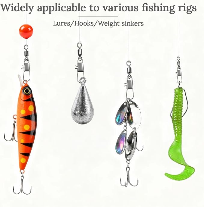 Fishing Swivel Snaps 50pcs Rolling Swivels Clips, High-Strength & Corrosion Resistance for Saltwater and Freshwater Fishing Tackle