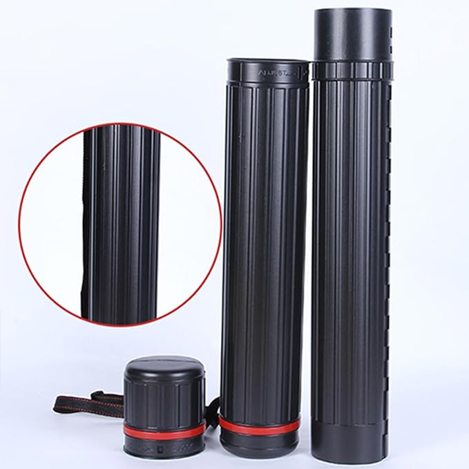 DEWEL 2Pcs Poster Tube Extends from 30" to 51", Waterproof Telescoping Plastic Art Tube for Poster Art Document Blueprint Fishing Rod, Light Resistant with Carrying Strap(Black XL Size)