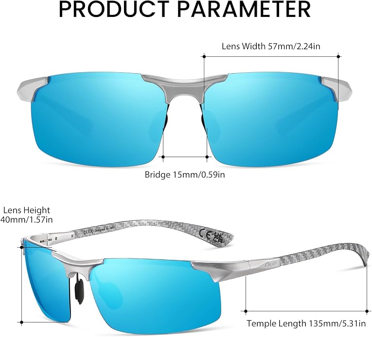DUCO Polarized Sunglasses Mens Ultralight Carbon Fiber Sun Glasses for Men Driving Sports Fishing UV400 Protection DC8277