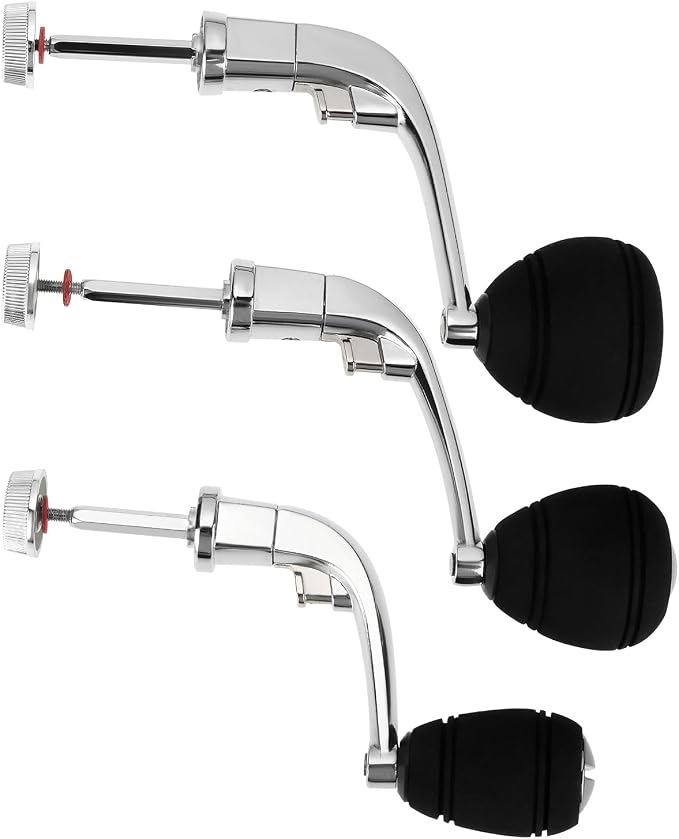 3PCS Fishing Reel Handle Aluminum Alloy with EVA Knob Fishing Spinning Reel Handle for 1000-7000 Series Spinning Reel 3 Size Silver