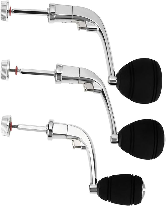 3PCS Fishing Reel Handle Aluminum Alloy with EVA Knob Fishing Spinning Reel Handle for 1000-7000 Series Spinning Reel 3 Size Silver