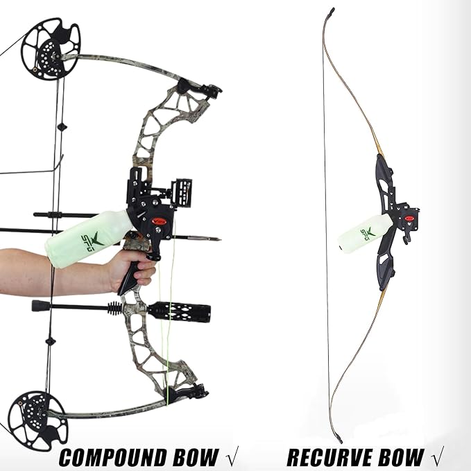 SPG Bowfishing Reel Archery Bottle Bow Fishing Reels Kits with 40M Fishing Rope Bow Mounted Attachment for Right Hand Compound Bow Recurve Bow Accessories
