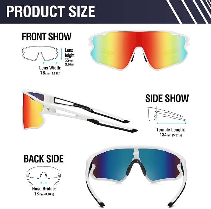 DUCO Polarized Sports Sunglasses for Men Women: UV400 Protection 24g Wrap Around Glasses for Baseball Running Hiking DC0023