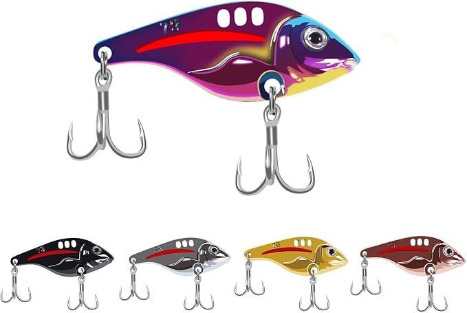VIB Metal Lures Zinc Alloy Fishing Blade Spinner Bait with Treble Hooks Fishing Spoons Lures Pack of 5