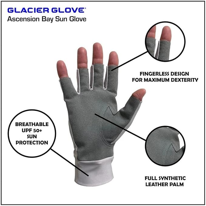 Glacier Glove Ascension Bay 50+ Sun Protection Durable Lightweight Breathable Quick-Dry Fingerless Outdoor Fishing Sun Glove