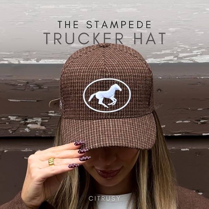 Vintage Western Trucker Hat | Men & Women | Country Cute Caps for Cowgirls Cowboys | Camo Denim Embroidered Cotton | Snapback