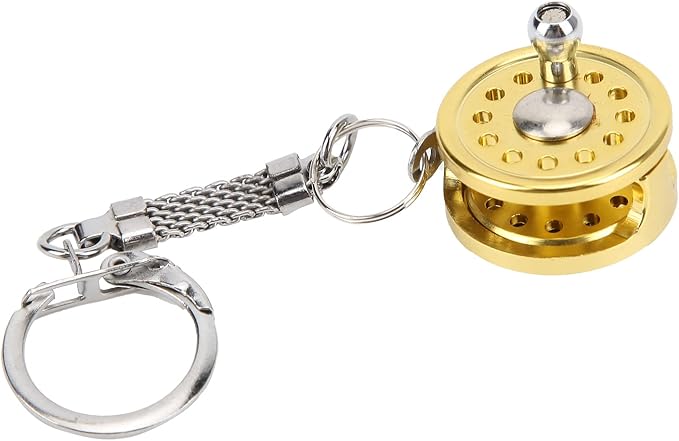 VBESTLIFE Mini Fishing Reel Keychain, Aluminum Alloy Fly Reel Key Ring Keychain Pendant Decorative Anglers
