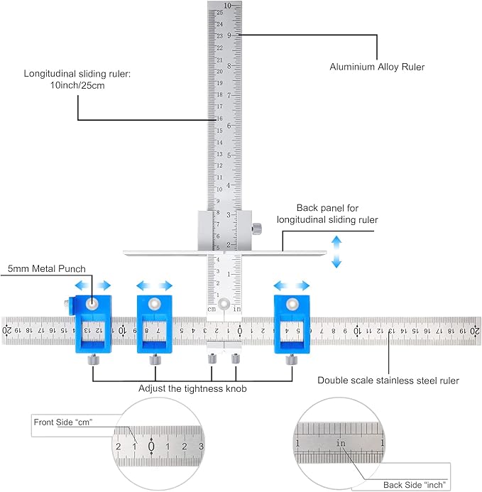 King&Charles Cabinet Hardware Jig, Metal Cabinet Handle Jig with Automatic Center Punch, Perfect Set - Avoid Jitter Caused by Direct Drilling, Use for Handles and Pulls on Drawers/Doors.