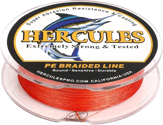 HERCULES Cost-Effective Super Strong 4 Strands Braided Fishing Line 6LB to 100LB Test for Salt-Water, 109/328 / 547/1094 Yards (100M / 300M / 500M / 1000M), Diam# 0.08MM - 0.55MM, Hi-Grade