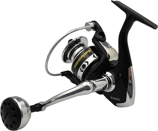 Fishdrops Spinning Fishing Reels, Lightweight Spinning Reel, 15.5 LBs Max Drag, 5.1:1/5.5:1 High Speed Ultra Smooth Powerful with CNC Aluminum Spool Fishing Reels Freshwater(Black/Gold)