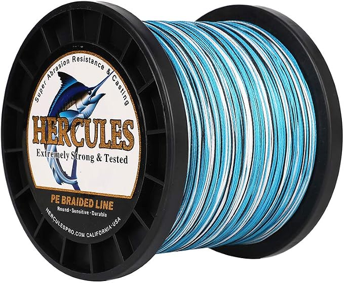 HERCULES Cost-Effective Super Cast 8 Strands Braided Fishing Line 10LB to 300LB Test for Salt-Water,109/328/547/1094 Yards(100M/300M/500M/1000M),Diam.#0.12MM-1.2MM,Hi-Grade Performance,Variety Colors