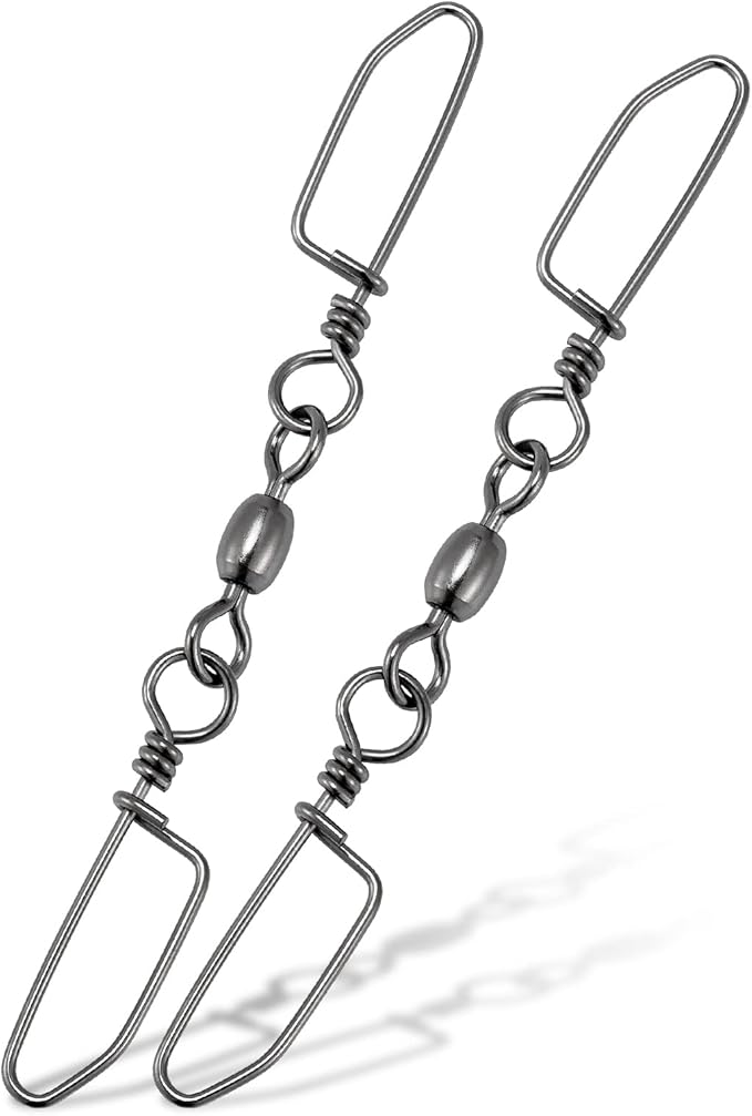 Dr.Fish 20 Pack Double Snap Swivels, High Strength Crane Barrel Swivels Coastlock Snaps Stainless Rust Resistant Saltwater Connector Trolling Planer Board Line Release Clips