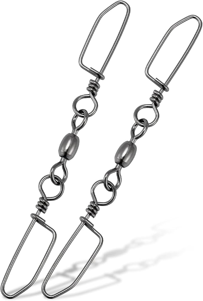 Dr.Fish 20 Pack Double Snap Swivels, High Strength Crane Barrel Swivels Coastlock Snaps Stainless Rust Resistant Saltwater Connector Trolling Planer Board Line Release Clips