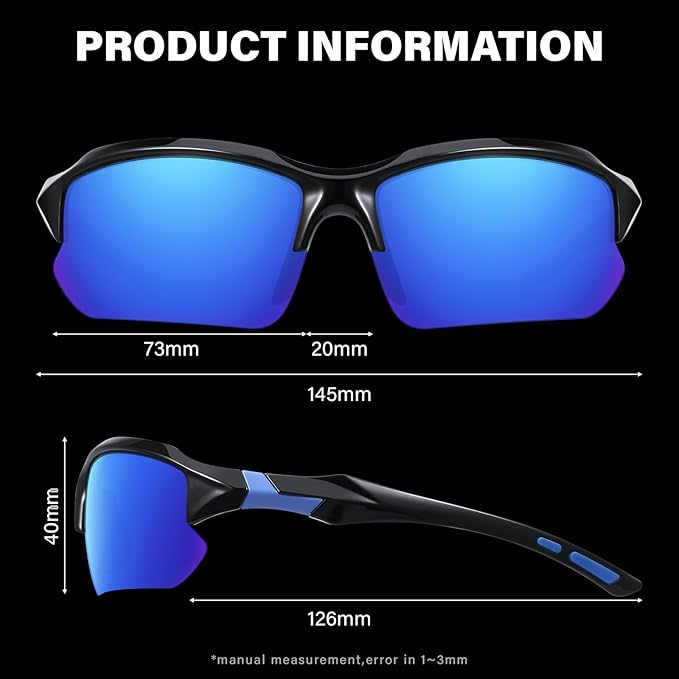Sports Polarized Sunglasses for Men Cycling Running Fishing UV Protection Sun Glasses Lightweight Half Frame Goggles