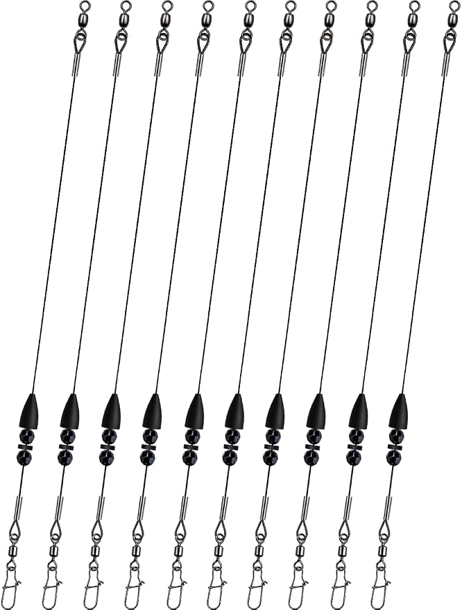 Texas Rigs 10 Pack, Pre-Rigged Bass Fishing Rig with Bullet Weight, Swivel & Snap, Weedless Soft Plastic Rig for Largemouth & Smallmouth Bass