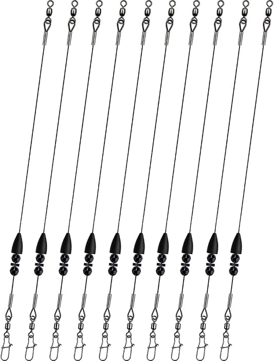 Texas Rigs 10 Pack, Pre-Rigged Bass Fishing Rig with Bullet Weight, Swivel & Snap, Weedless Soft Plastic Rig for Largemouth & Smallmouth Bass