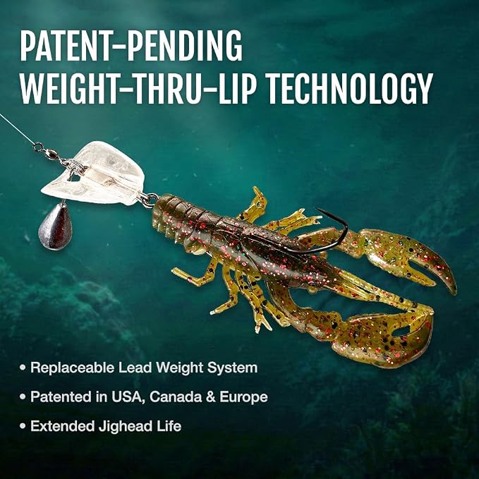 Headbanger BottomRocker Deep Diving Jig Head – Weedless Swimbait Head for Craws & Creature Baits – Patented Action Lip Prevents Rising – Texas Rig Bass Lure – 3/8 oz & 1/2 oz