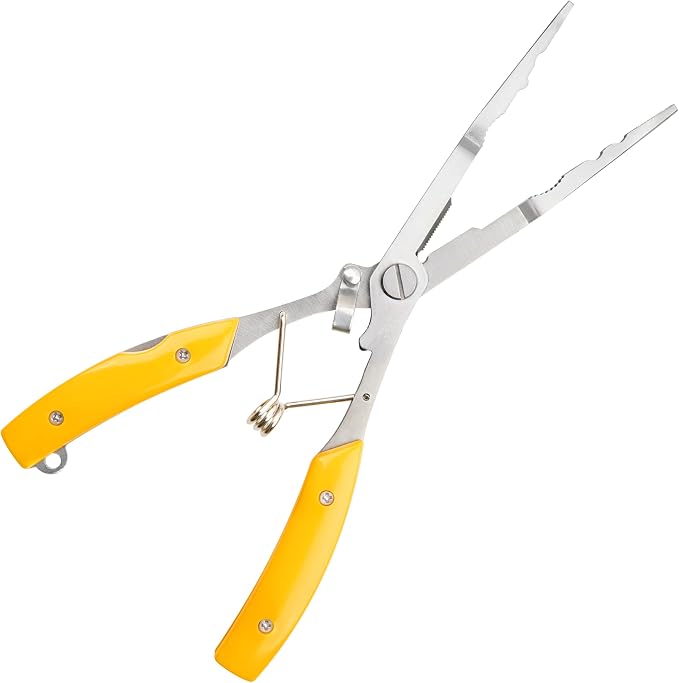 Fishing Pliers Hook Remover, Stainless Steel Long Nose Fish Pliers for Hook Remover Line Cutter Crimper Multi-Function Fishing Tool for Saltwater Freshwater