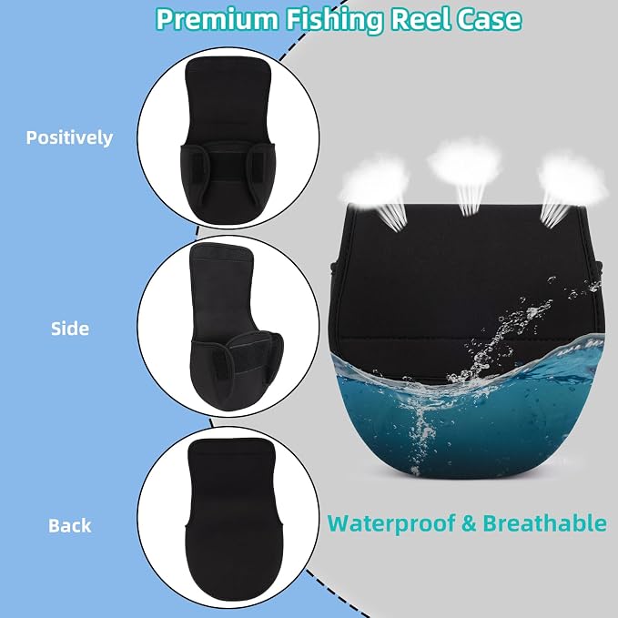 Neoprene Spinning Reel Cover - Waterproof & Shockproof Fishing Protective Case, Breathable Casting Cover, Universal Pouch for Right/Left Hand, Fits 3000-6000 Series (M)