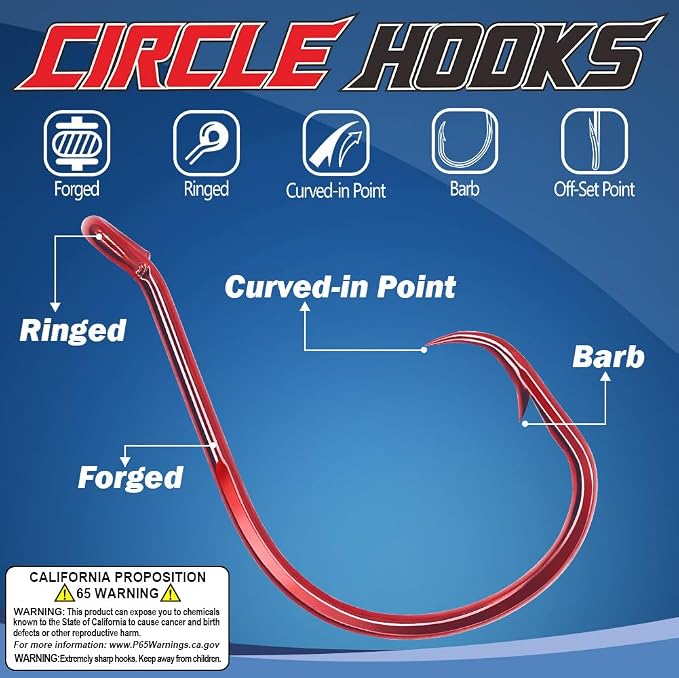 XFISHMAN Circle-Hooks-Fishing-Equipment-Octopus-Hooks-Saltwater-50 Pack #1 –12/0
