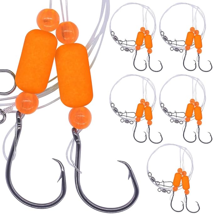 Pompano-Rigs-for-Surf-Fishing-Saltwater-Gear with Double Circle & Wide Gap Hook-6-Pack Surf Fishing Tackle