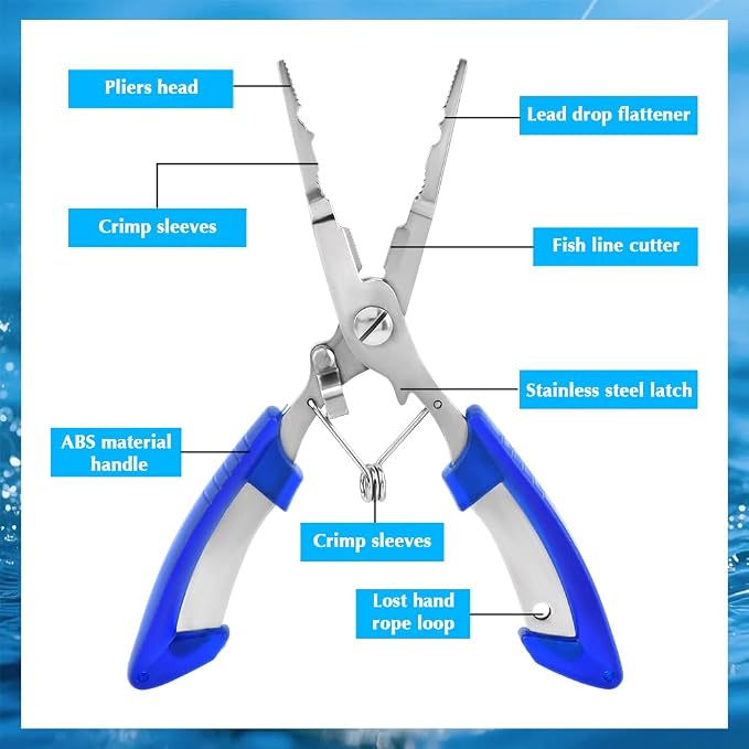 Fishing Hook Remover & Pliers Kit, 3pcs Stainless Steel Magnetic Tip Tools with Non-Slip Handle for Bass Trout Catfish, Multi-Functional Hook Extractor Accessories Detacher Tools