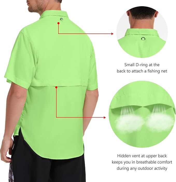 Bassdash UPF 50 Men’s Fishing Dress Shirt Button Down Woven Short Sleeve Outdoor