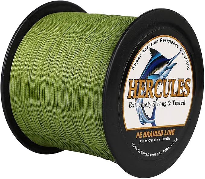 HERCULES Cost-Effective Super Strong 4 Strands Braided Fishing Line 6LB to 100LB Test for Salt-Water, 109/328 / 547/1094 Yards (100M / 300M / 500M / 1000M), Diam# 0.08MM - 0.55MM, Hi-Grade