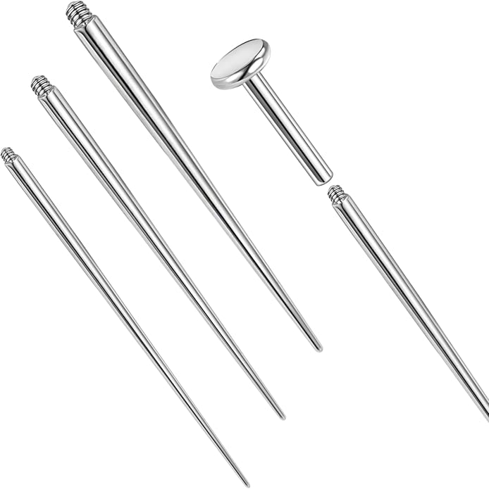 14g/16g/18g ASTM F136 Titanium Piercing Taper Insertion Pin for Internal Thread Tragus/Helix/Lip/Nose/Helix/Piercing Jewelry Cartilage Earrings Labret Nose Studs Stretcher Assistant Tool