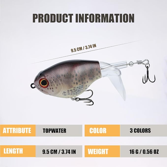 EXAURAFELIS Propeller Lure Bubble Popper luresFishing Lure Top Water Lure Bass Lures Popobait Fishing Lures Bass Lures Topwater Bait for Bass Pike Perch, Floating Pencil Bass Bait with Tackle Box
