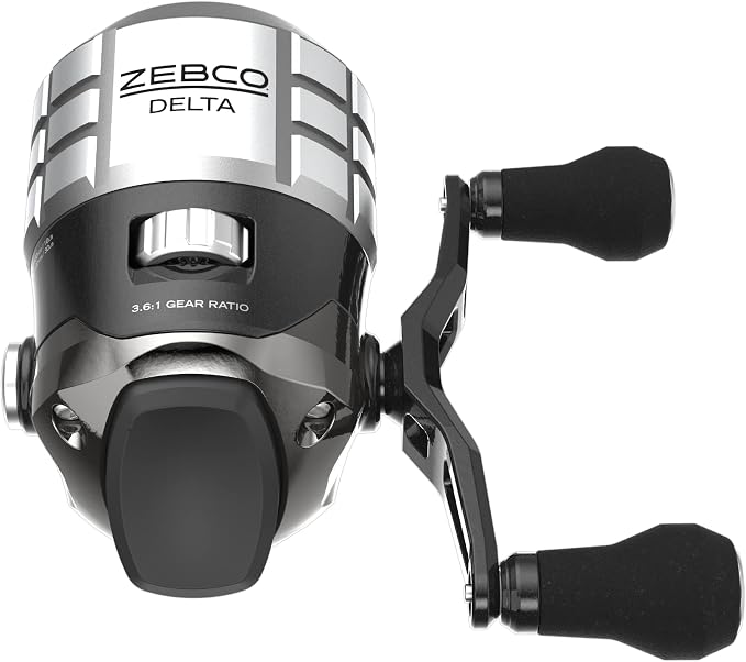 Zebco Delta Spincast Fishing Reel, Right or Left-Hand Retrieve, Dual Ceramic Pick-Up Pins, Pre-Spooled with Zebco Fishing Line, Braid Ready, Cool Gray