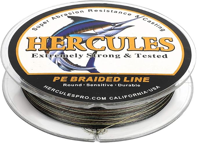 HERCULES Cost-Effective Super Cast 8 Strands Braided Fishing Line 10LB to 300LB Test for Salt-Water,109/328/547/1094 Yards(100M/300M/500M/1000M),Diam.#0.12MM-1.2MM,Hi-Grade Performance,Variety Colors