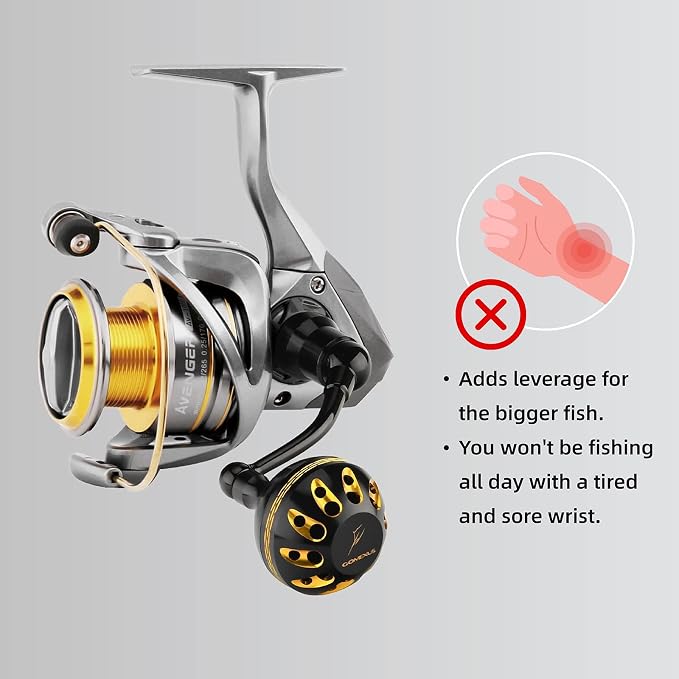 GOMEXUS Power Handle Compatible for Okuma Ceymar Avenger Helios Spinning Reel Replacement Crank