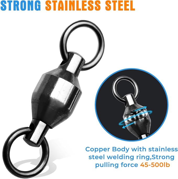 20PCS High Strength Fishing Swivels，Ball Bearing Swivels Fishing Tackles， Stainless Steel Fishing Swivel Connectors for Freshwater Saltwater Fishing