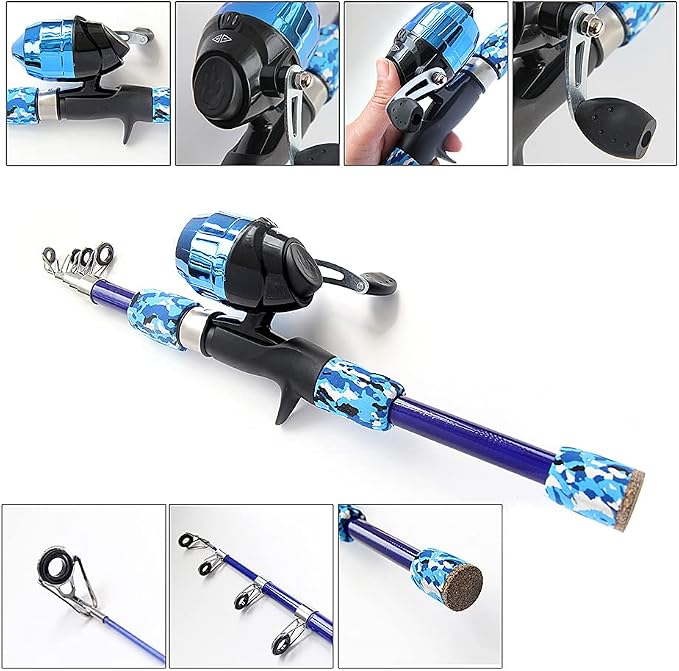 Kids Fishing Pole Spincast Youth Fishing Pole Tackle Box - with Net,Travel Bag,Rod and Reel Kit for Boys and Girls, Youth or Beginner’s