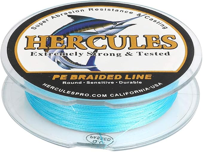 HERCULES Cost-Effective Super Strong 4 Strands Braided Fishing Line 6LB to 100LB Test for Salt-Water, 109/328 / 547/1094 Yards (100M / 300M / 500M / 1000M), Diam# 0.08MM - 0.55MM, Hi-Grade